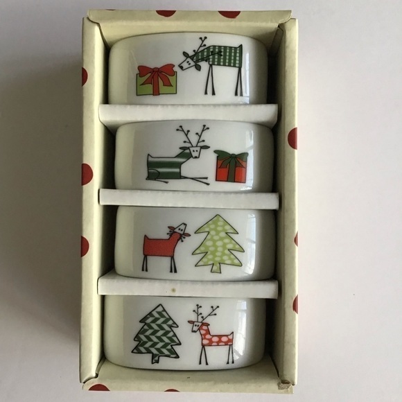 SET OF 4 Porcelain Reindeer Napkin Rings Christmas Holiday Xmas BIA Cordon Bleu - Picture 12 of 13